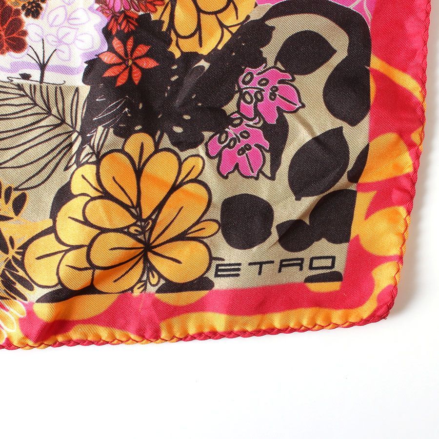 AWC26683 ETRO エトロ スカーフ シルク100% 総柄 イタリア製 ピンク