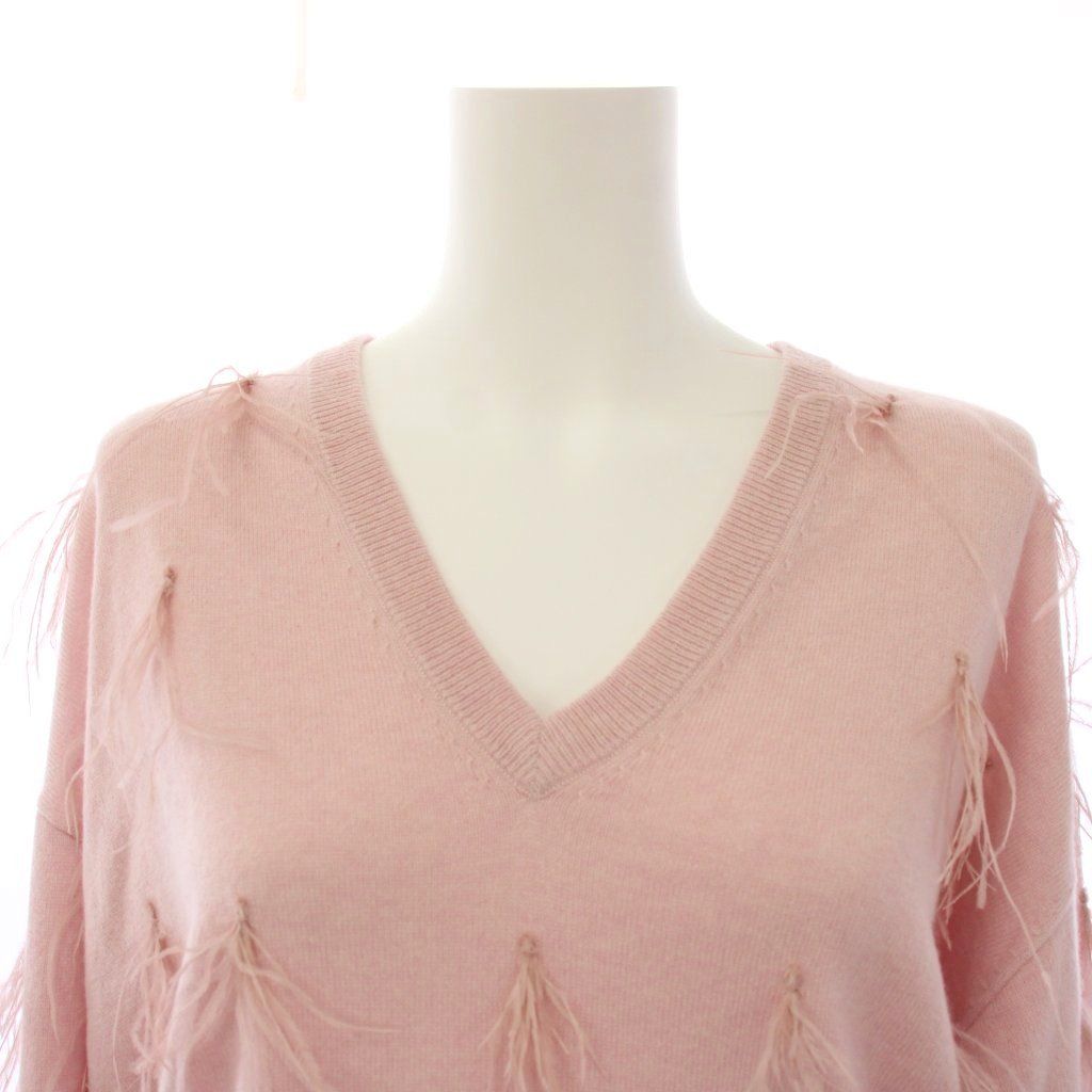 【美品】 MYLAN(マイラン) ニット セーター Vネック カシミヤ混 マイラン MYLAN Cashmere Knit with Feathers ニット セーター 長袖 V