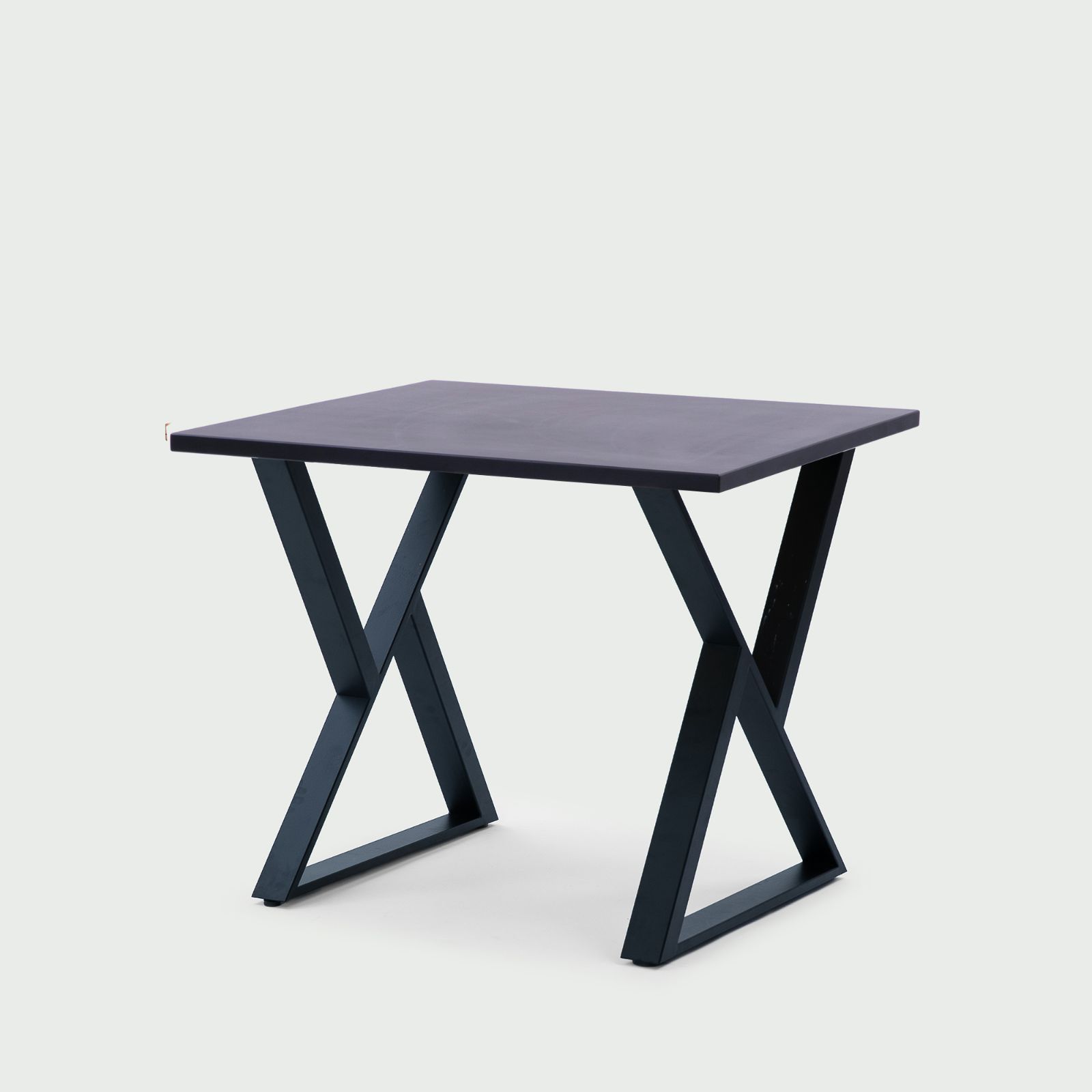 【Cランク品】CIRCLE アッシュブラック塗装無垢天板 ダイニングテーブル 鉄脚（Z脚）W80×D80×H70cm
