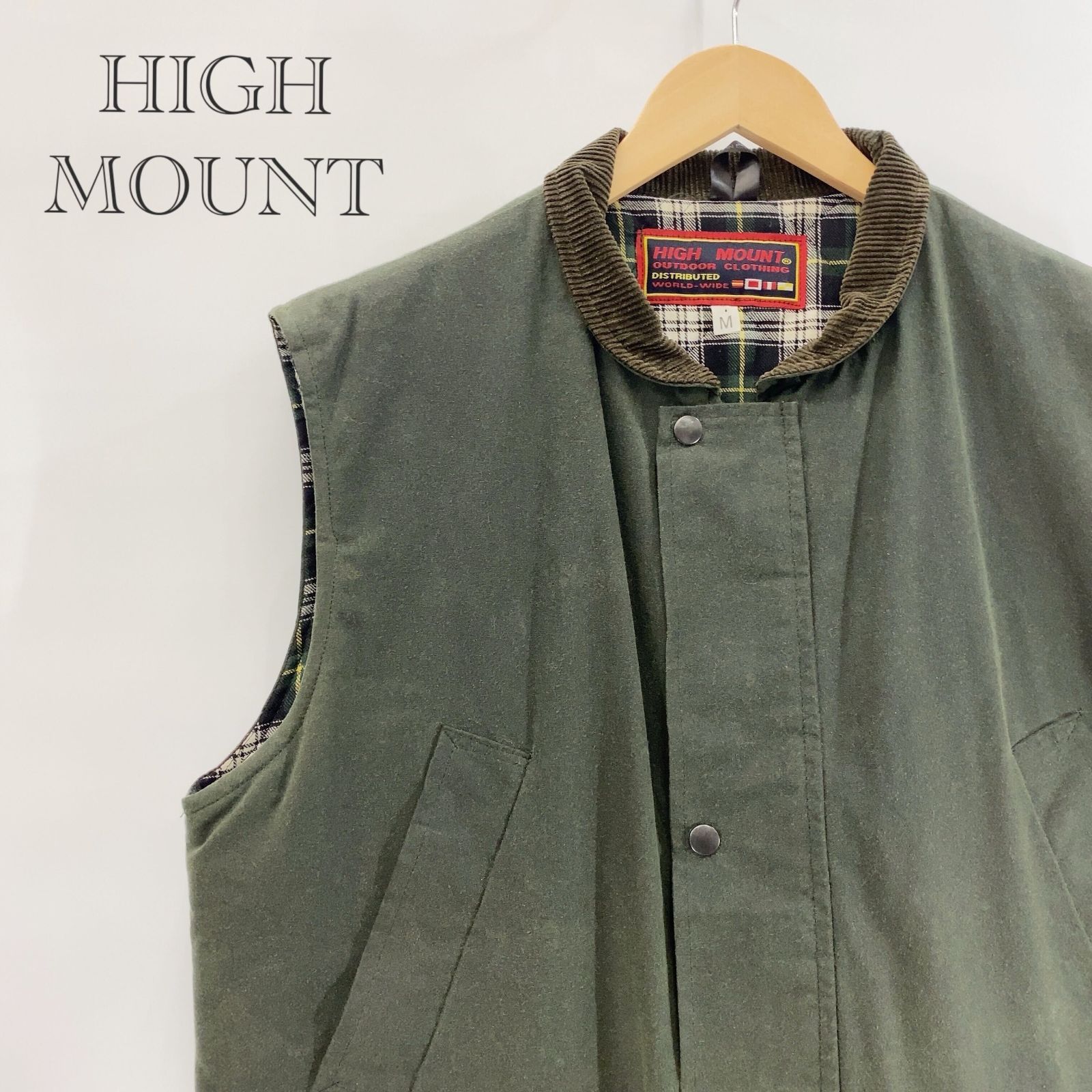 HIGHMOUNT ベスト インナー チェック M カーキ メンズ ファッション _201023