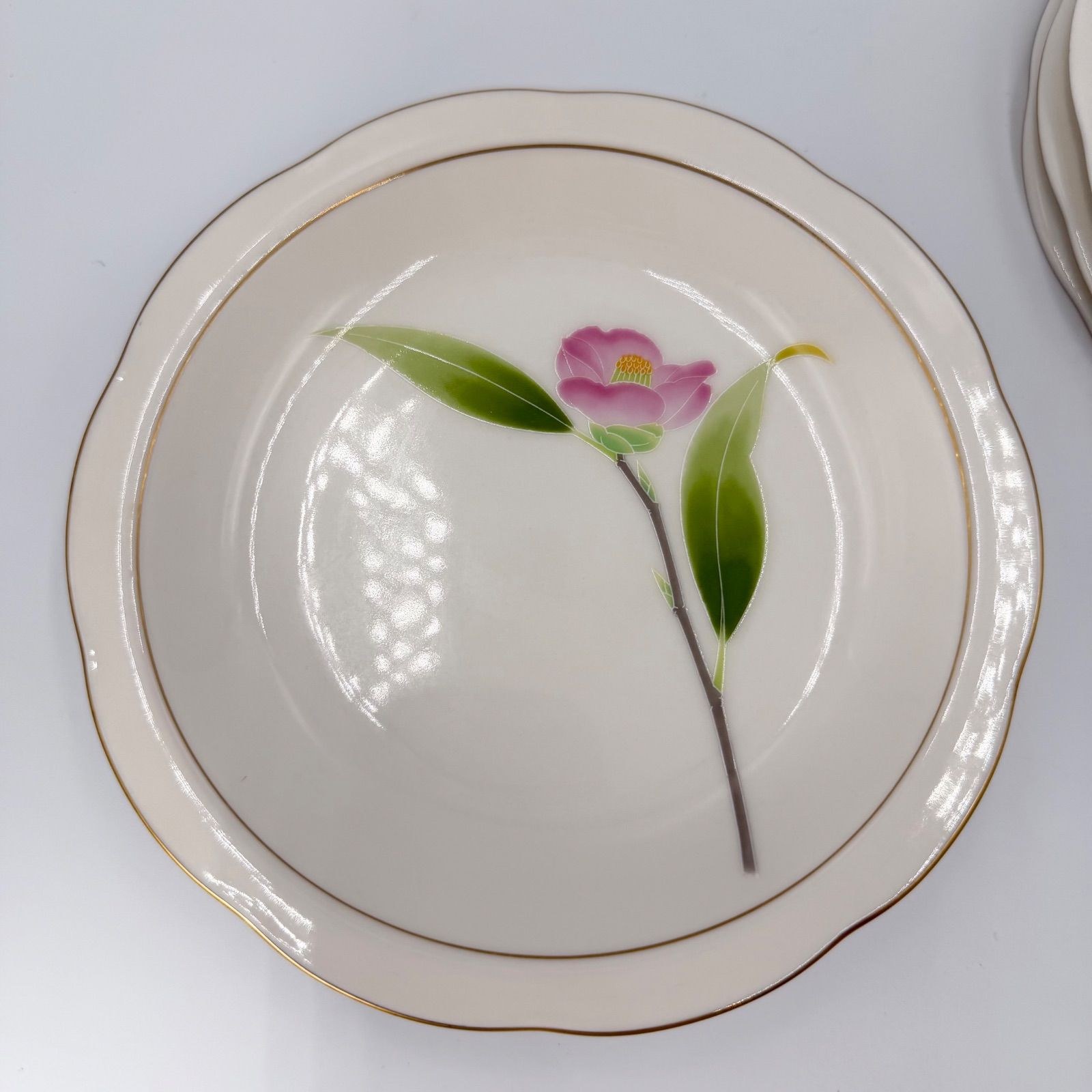 美品】香蘭社 中皿 5枚セット 花柄 金彩 深皿 取皿 和食器 有田焼