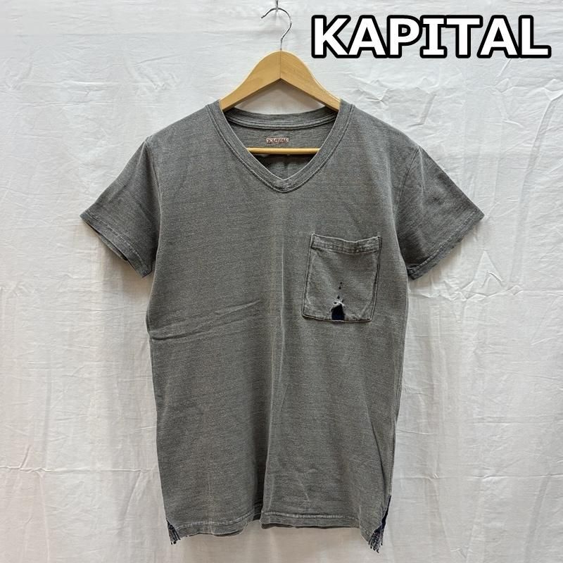 キャピタル Vネック ポケット Tシャツ ポケT ポケット マチ 刺繍