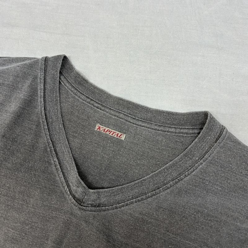キャピタル Vネック ポケット Tシャツ ポケT ポケット マチ 刺繍