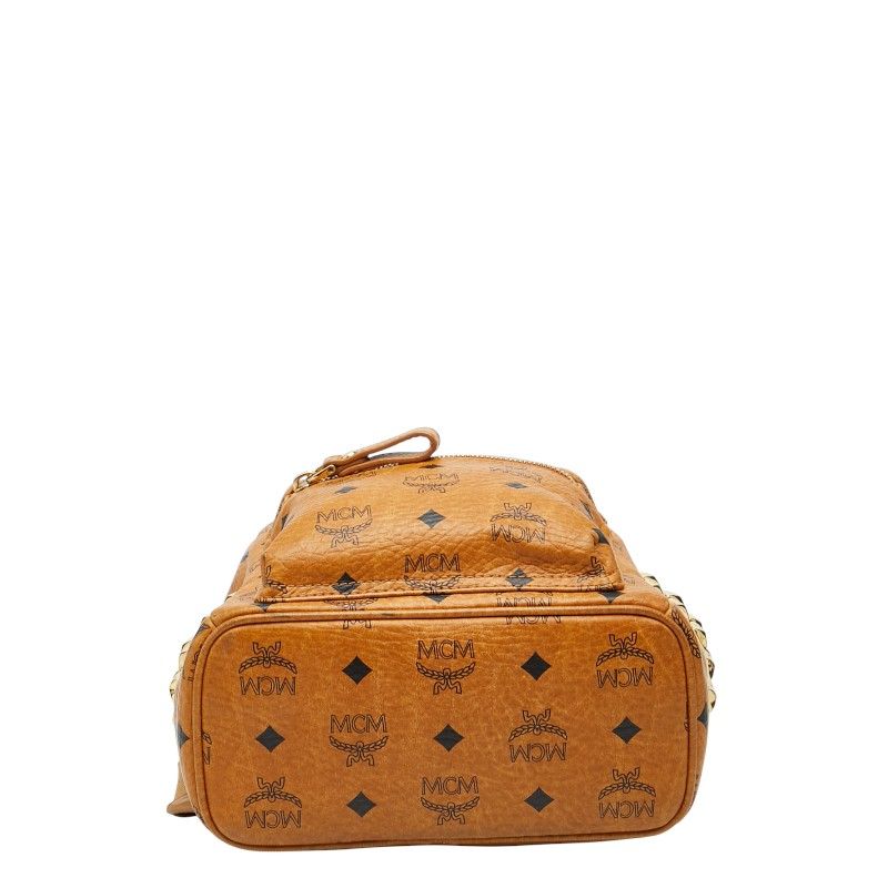 MCM スタッズ ブラウン レザー リュック ヴィセトス エム シー エム ヴィセトス モノグラム スタッズ リュック バック