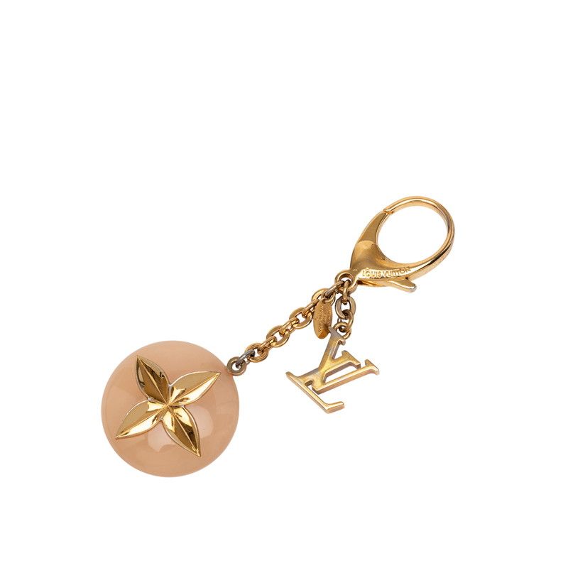 Louis Vuitton ダブルチャーム フラワー型 キーホルダー　ゴールド ルイ ヴィトン ホロフラワー バッグチャーム キーリング キーホルダー