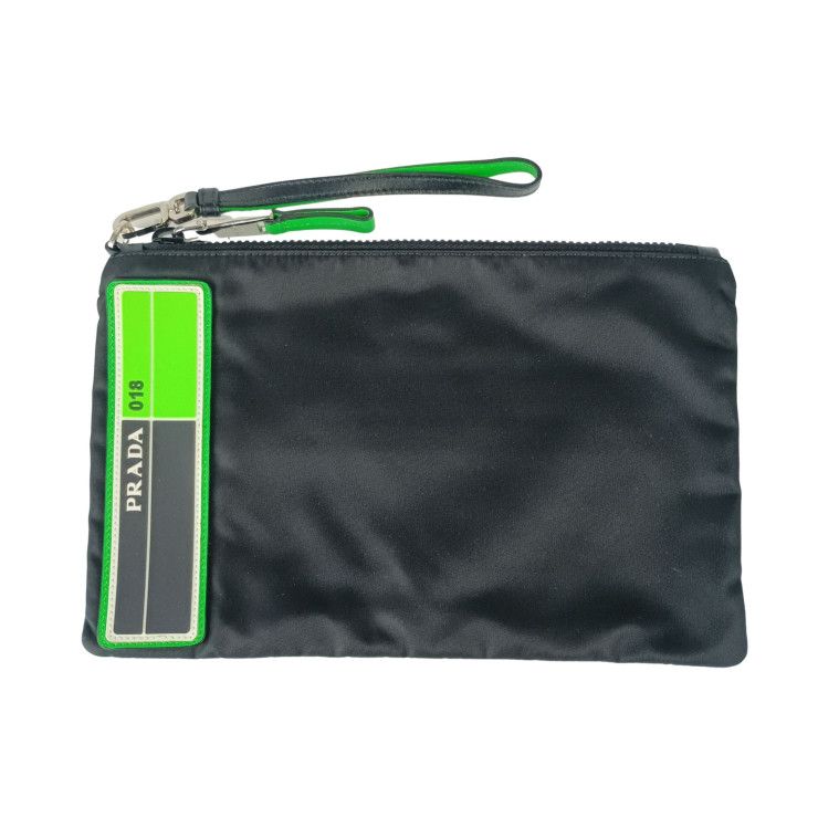 PRADA プラダ クラッチバッグ ポーチ 2NH006 ブラック×エメラルド系 