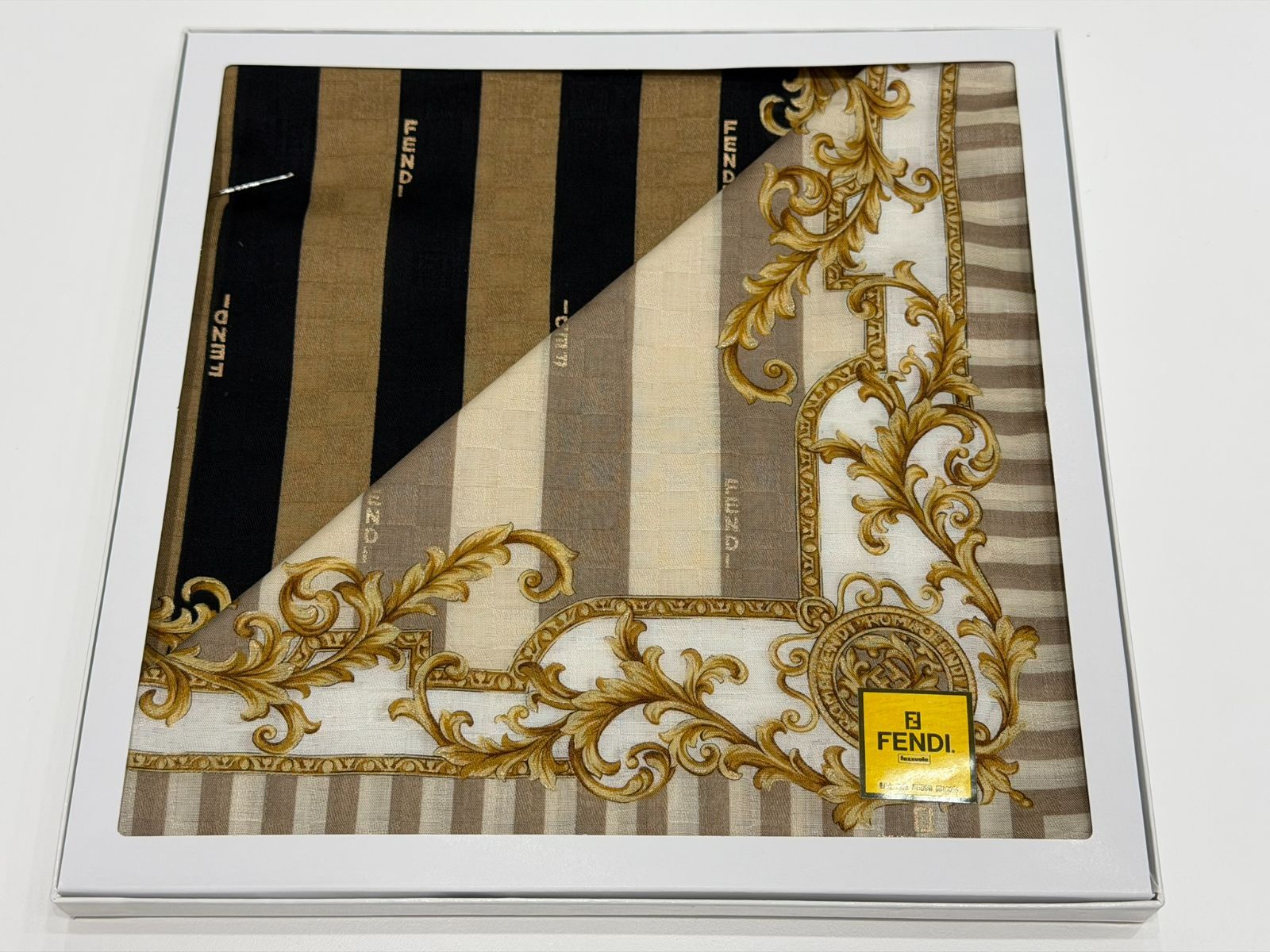 FENDI フェンディ ハンカチ 大判 総柄 ハンカチーフ 2枚セット N8-5-27