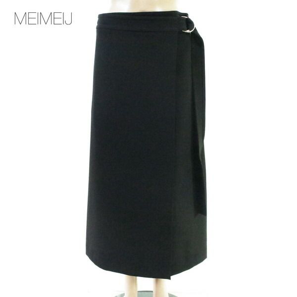 80%OFF 新品 メイメイジェイ MEIMEI J スカート 40 ESK781 Mサイズ ブラック レディース ロングスカート 巻きスカート ラップスカート イタリア製