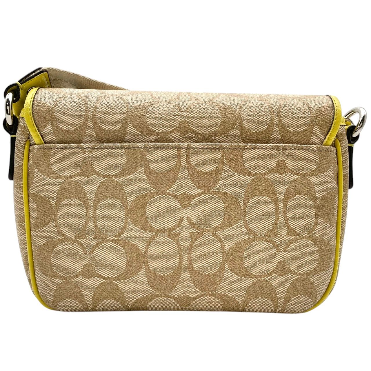 美品 COACH コーチ ショルダーバッグ ベージュ イエロー シグネチャー