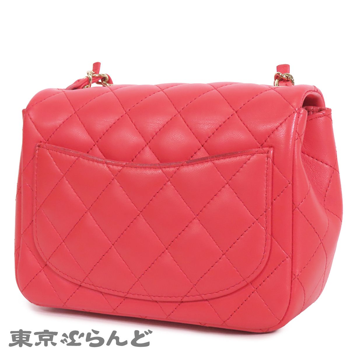 シャネル CHANEL チェーンバッグ ピンク ゴールド金具 ラムスキン ミニ