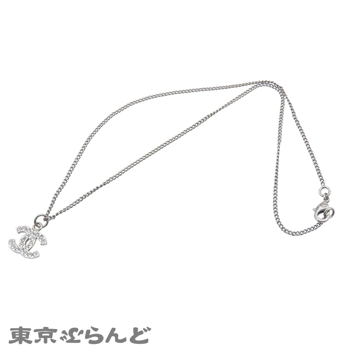シャネル CHANEL ペンダント シルバー メタル ラインストーン ココ