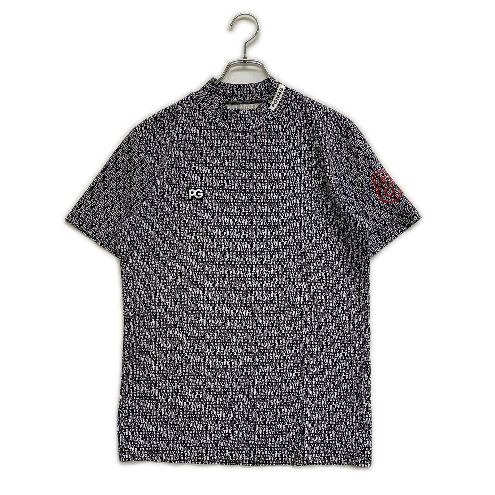 メンズ パーリーゲイツ PEARLY GATES 半袖シャツ 5(L) 紺×白 モック 