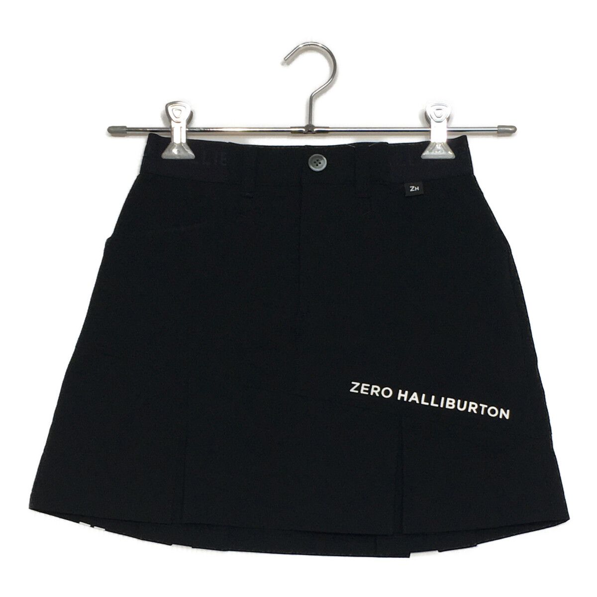 中古 レディース ゼロハリバートン ZERO HALLIBURTON スカート S ブラック 黒 サッカー素材 プリーツ インナーパンツ
