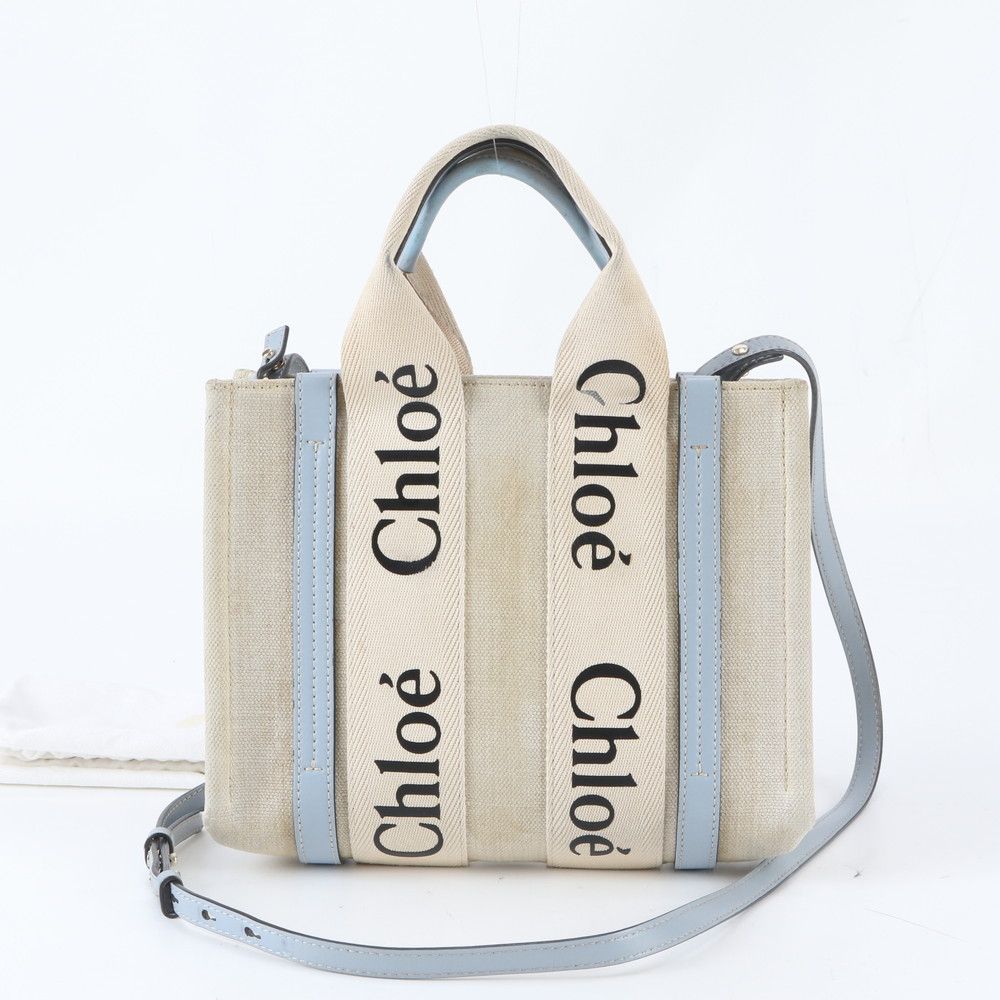 美品 クロエ ウッディ スモール キャンバス レザー 2WAY ショルダー 