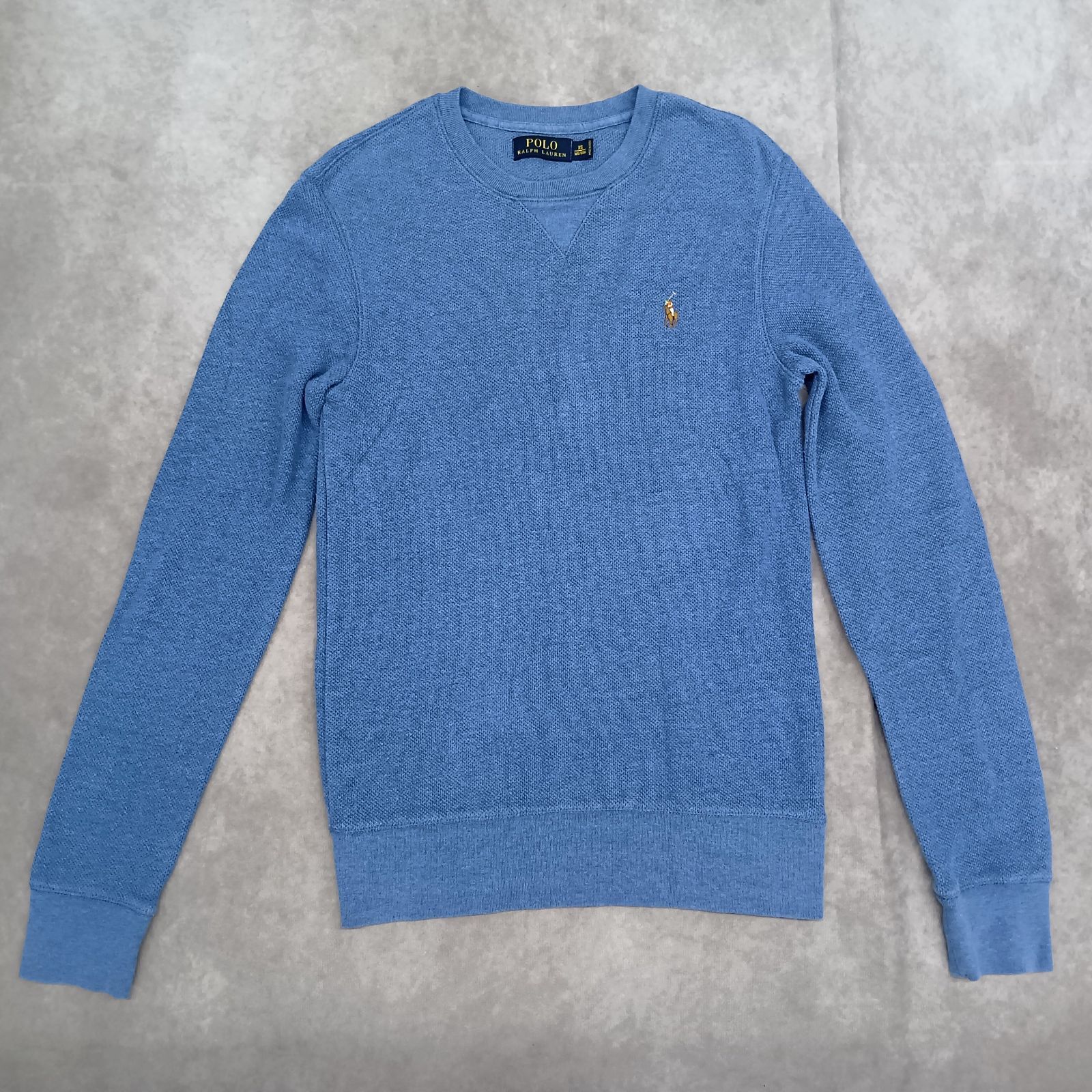 Polo by Ralph Lauren ニット　S 青　コットン POLO RALPH LAUREN ラルフローレン ワンポイントロゴ刺繍 コットン
