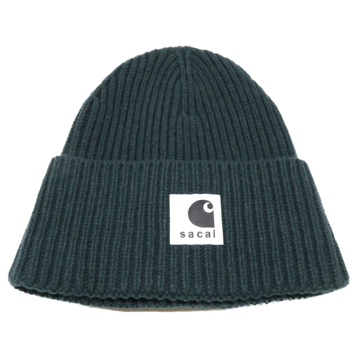 サカイ カーハートsacai ダークグリーン ビーニー ニット帽 sacai サカイ x Carhartt カーハート 【美品】25年製 25-00997S ウール
