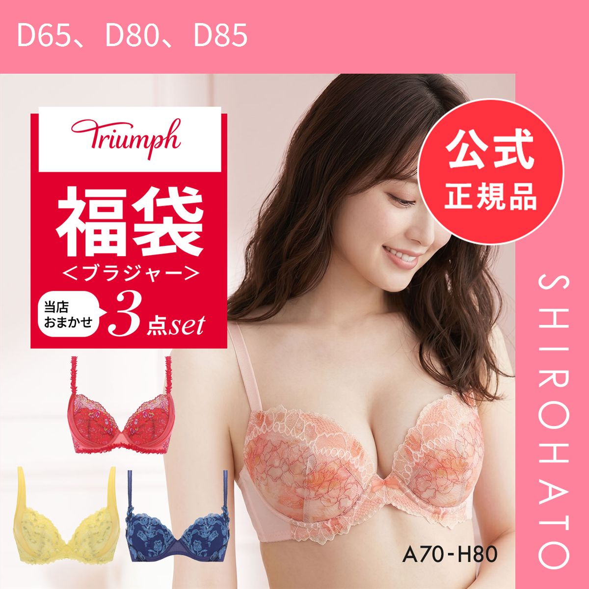 【新品】福袋 トリンプ 3P ブラジャー 3点セット インナー 下着 AG Triumph(D65、D80、D85)