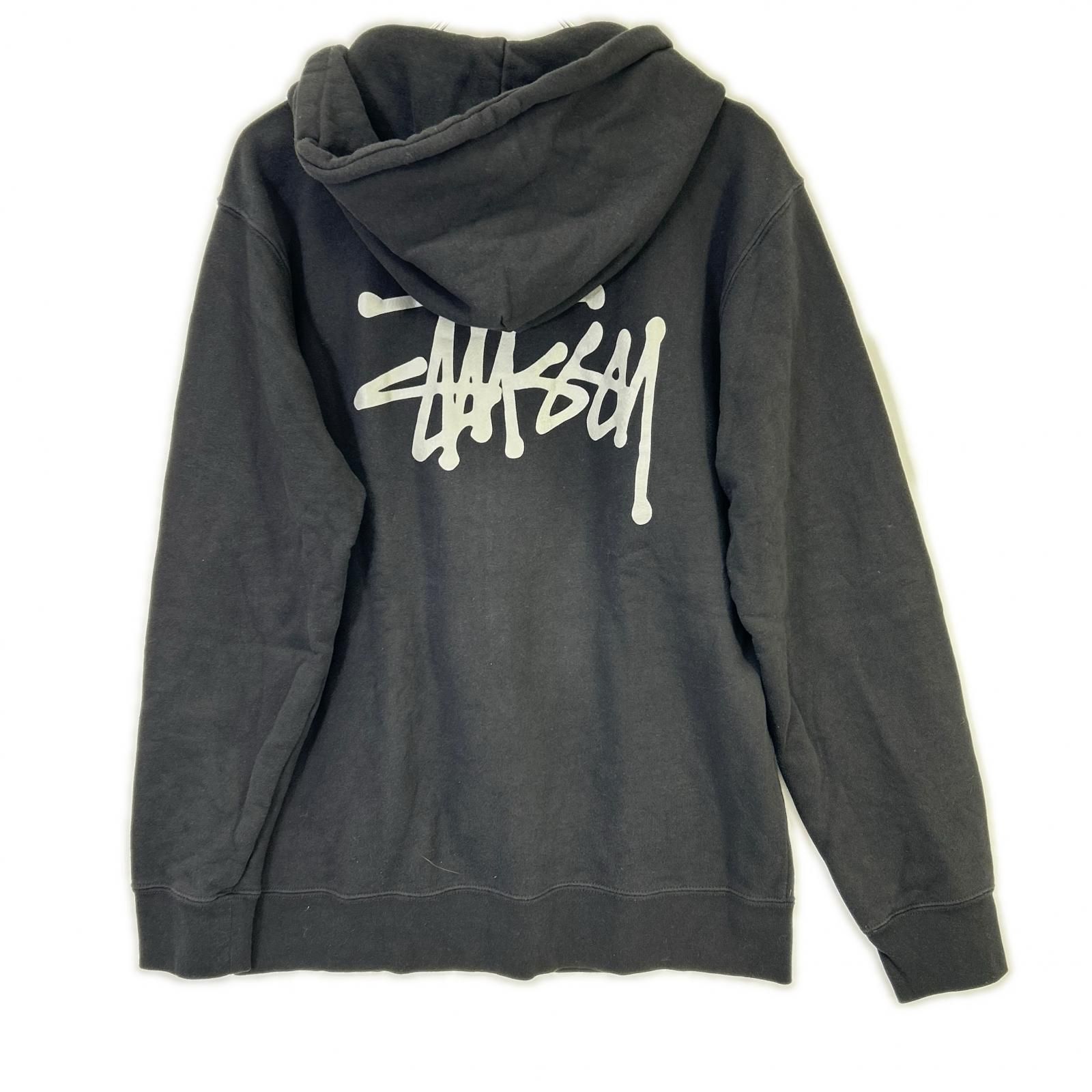 STUSSY ステューシー ブラック ロゴ ジップアップフーディ― L - メルカリ