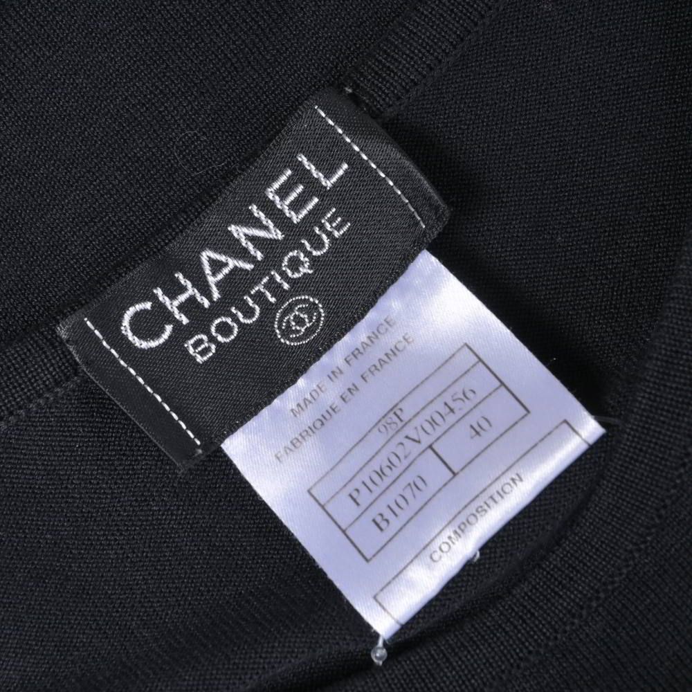 CHANEL シャネル 98P ノースリーブシャシルク100% ココマーク CHANEL 98P P10602V00456 ココマーク刺繍 ボーダーヘム ノースリーブ