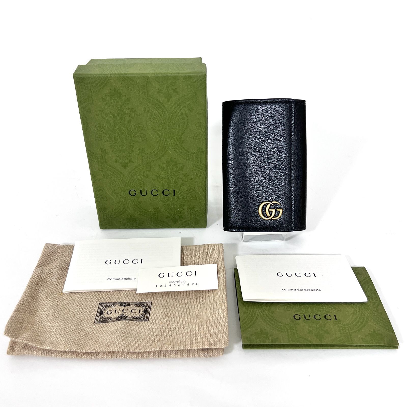 SD7210 新品未使用！ GUCCI グッチ GGマーモント レザー 6連キーケース ブラック 435305.0416
