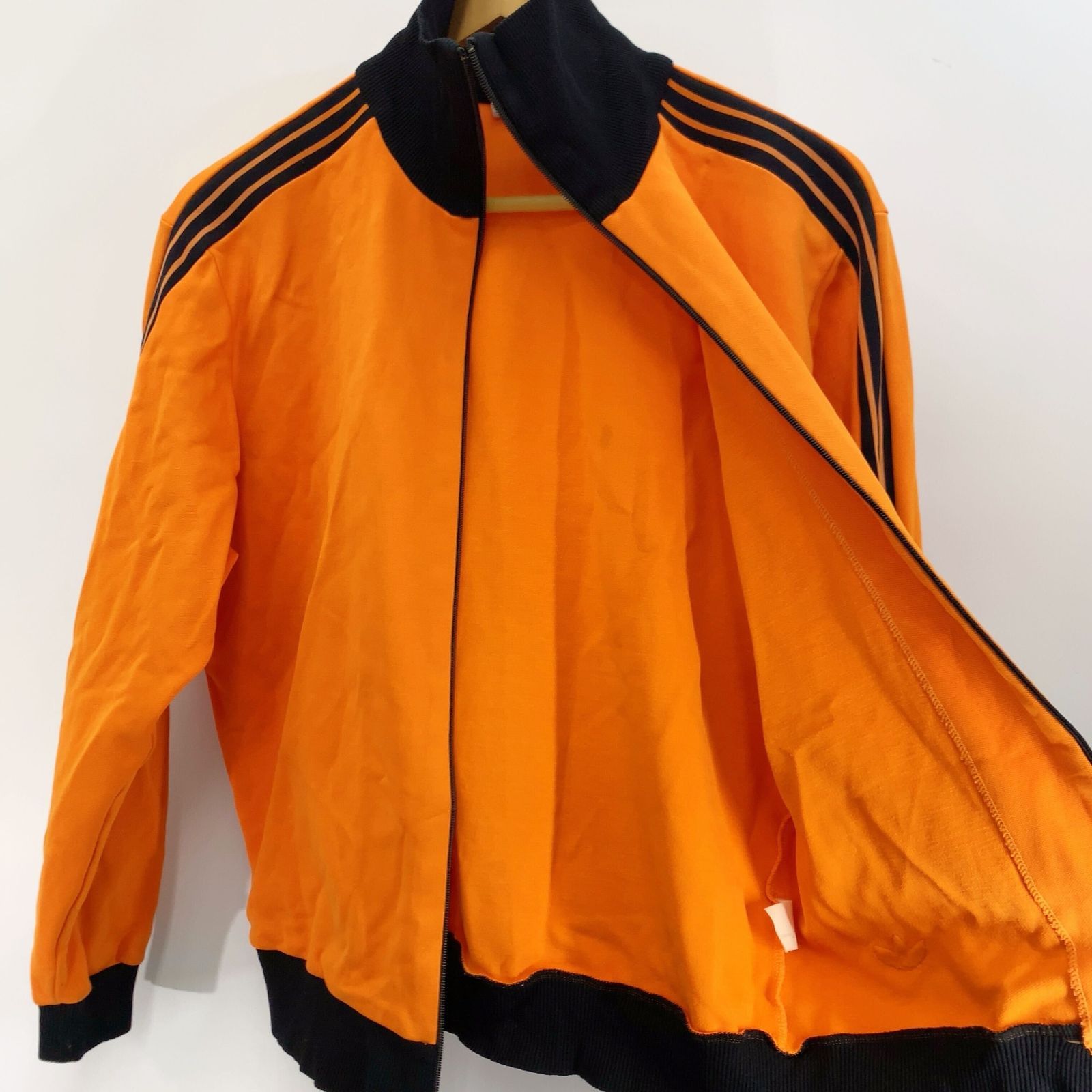 80s ジャージ トラックジャケット 黒 オレンジ S デサント adidas