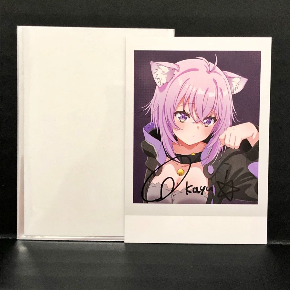 27.【開封】猫又おかゆ 直筆サイン入り チェキ風ブロマイドカード 誕生