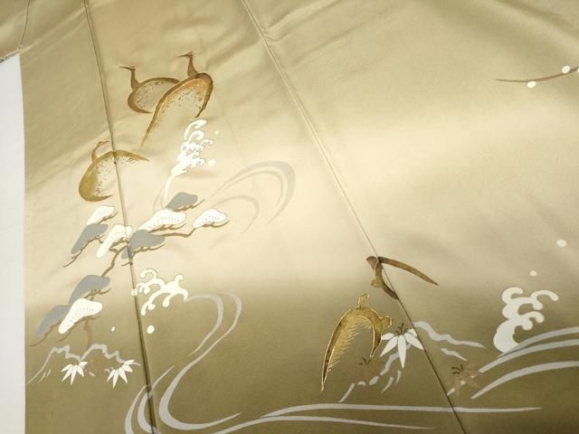 アンティーク レトロ 豪華 鶴に松竹梅 刺繍 金糸 金銀彩 袷 正絹 振袖 着物 平和屋着物○豪華色留袖 駒刺繍 松竹梅鶴文 暈し染め 金糸 金銀彩 正絹