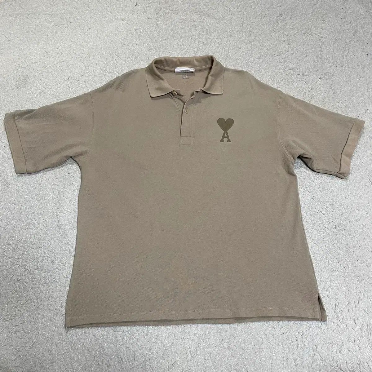 AMI アミ ハート カーキ 半袖 カラーTシャツ オーバーサイズ m