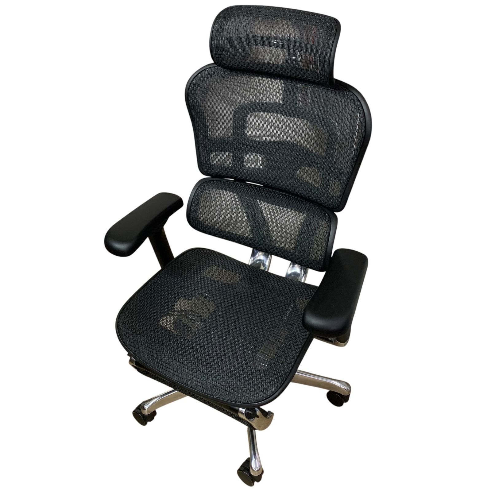 ■極美品 Ergohuman Pro2 エルゴヒューマン プロ2 オフィスチェア メッシュチェア ブラック オットマン付 リクライニング 高機能チェア W700×D665×H1150-1315mm2564982,2564982