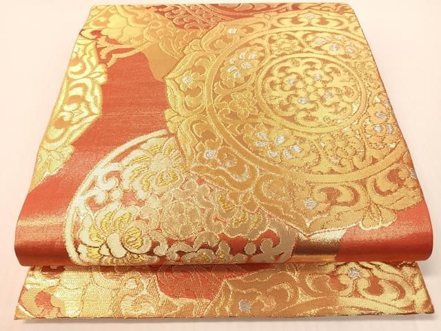 平和屋着物●西陣　川島織物　丸帯　正倉院花文　金糸　三越扱い　正絹　逸品　CABG1802vp