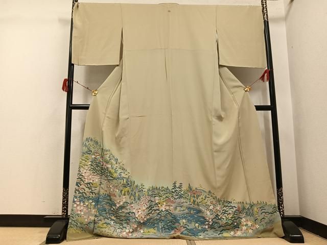 平和屋着物●豪華色留袖　友禅　作家物　松竹梅風景文　暈し染め　正絹　逸品　未使用　AABI4882ph