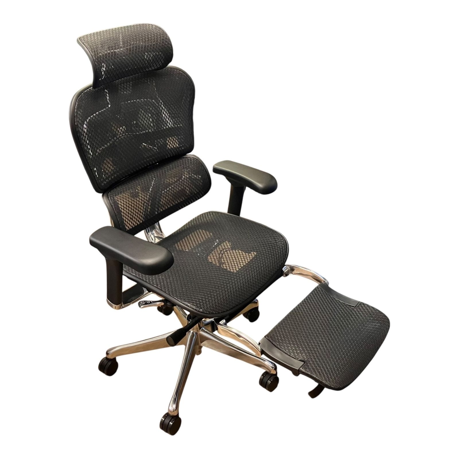 ■極美品 エルゴヒューマンプロ2 Ergohuman Pro2 オットマン付き オフィスチェア メッシュチェア ハイバック ヘッドレスト 展示品 動作確認済み2565002,2565002