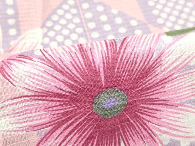 平和屋着物∴夏物　浴衣　綿紅梅　枝花文　綿　逸品　DAAQ4547mcd