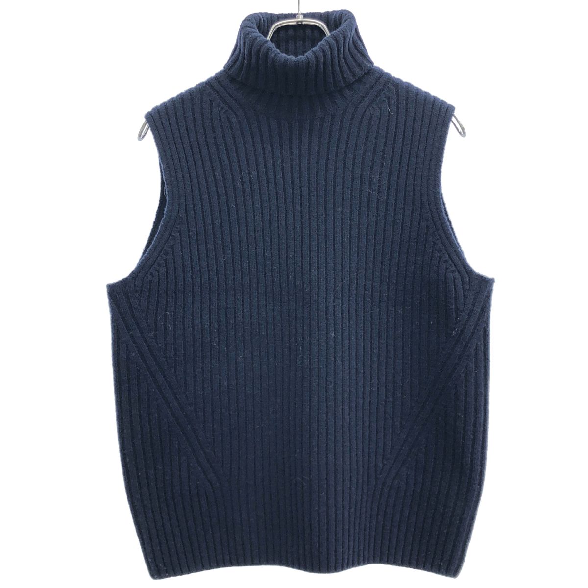DRIES VAN NOTEN ドリスヴァンノッテン タートルネックリブニットベスト ネイビー XS