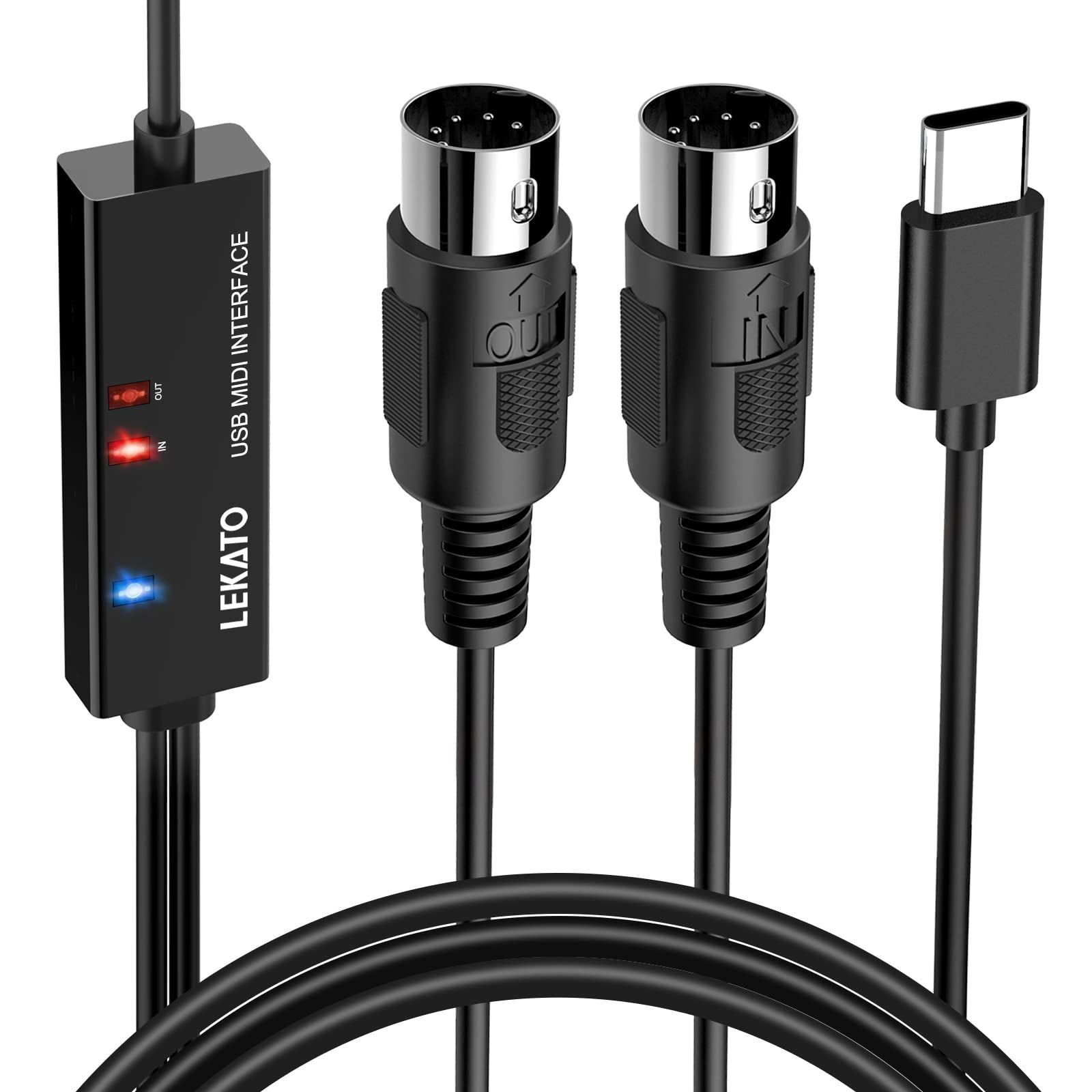 MIDI cable USB interface cable keyboard 5PIN-DIN LEKATO electronic instrument to PC easy connection conversion cable high transmission efficiency 1.98M (TYPE-C)