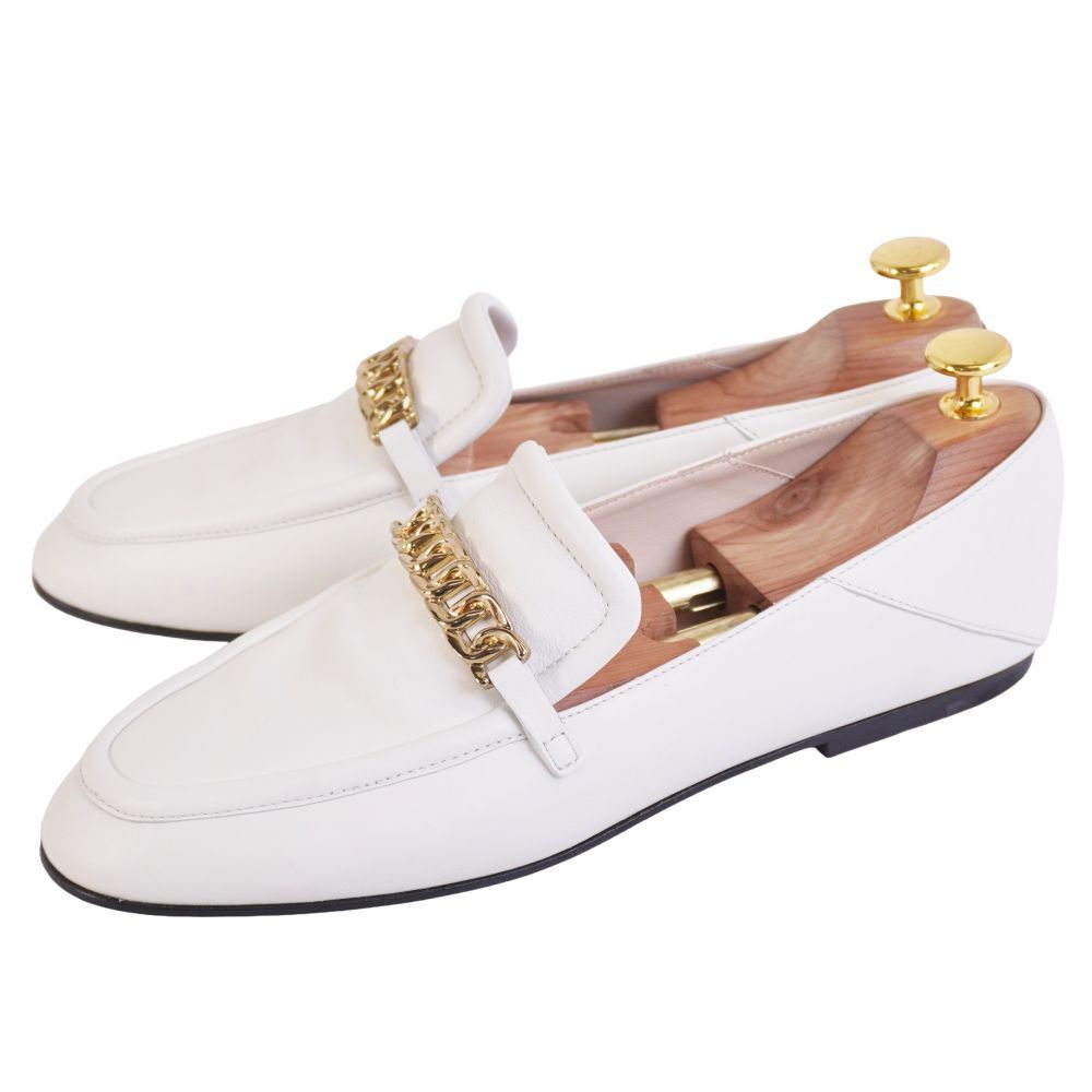 美品 トッズ TOD´S ローファー モカシン チェーン金具 レザー 革靴
