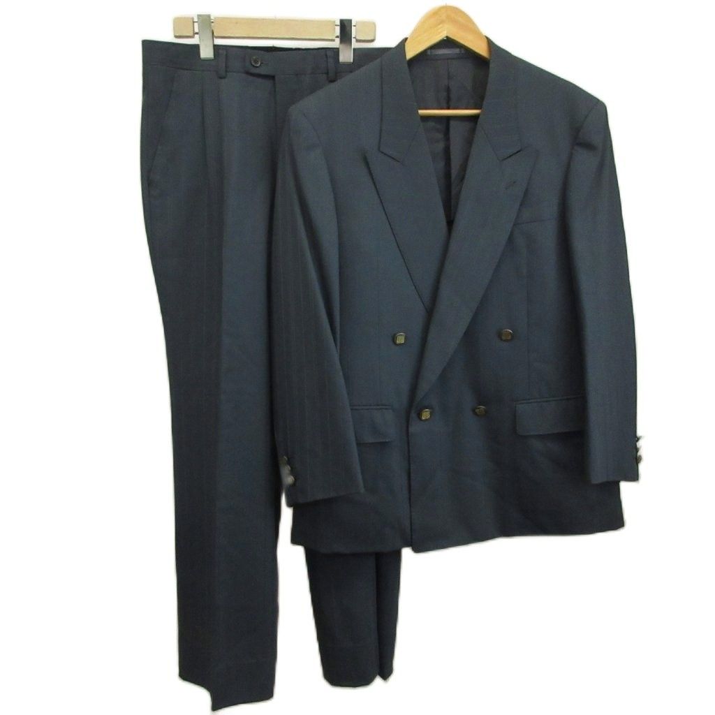 ランバン LANVIN スーツ フォーマル ウール 深緑 ディープグリーン 背抜き ダブルブレスト ピークドラペル 長袖 /NP ■ECD004