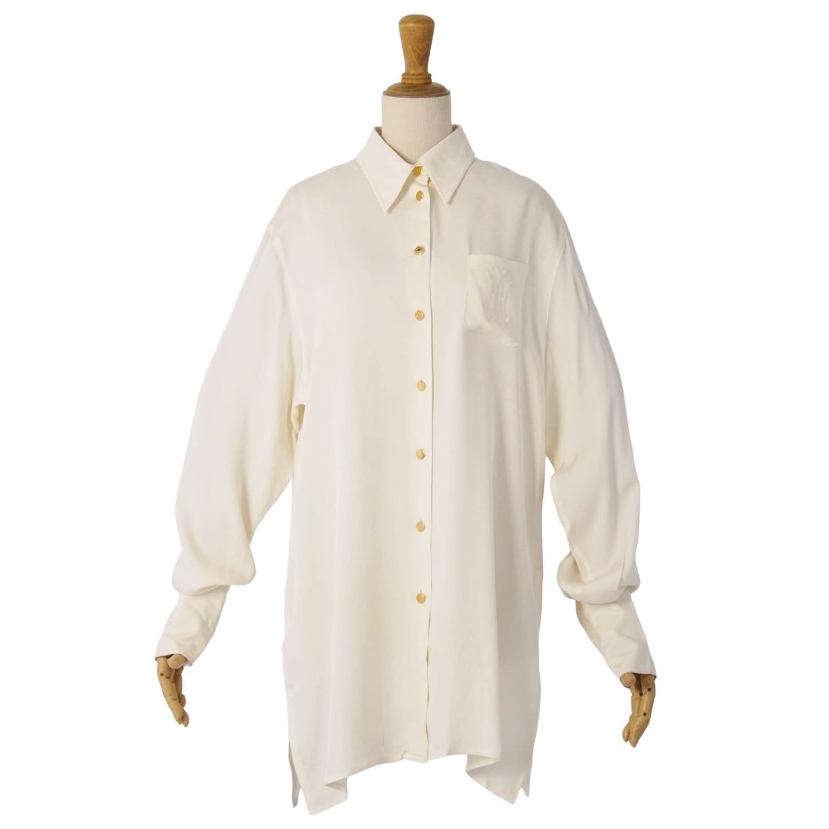 Vintage エルメス HERMES シャツ ブラウス セリエボタン ロングス
