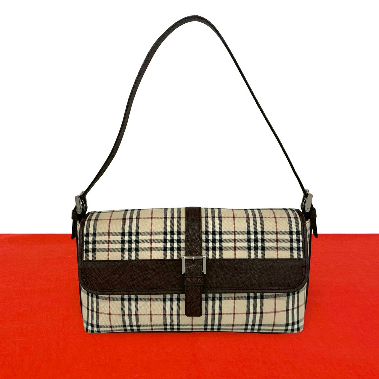 新品未使用✨バーバリー　ノバチェック　キャンバス　レザー　ホース柄　名刺入れ 未使用保管品 BURBERRY バーバリー ノバチェック 柄 キャンバス レザー