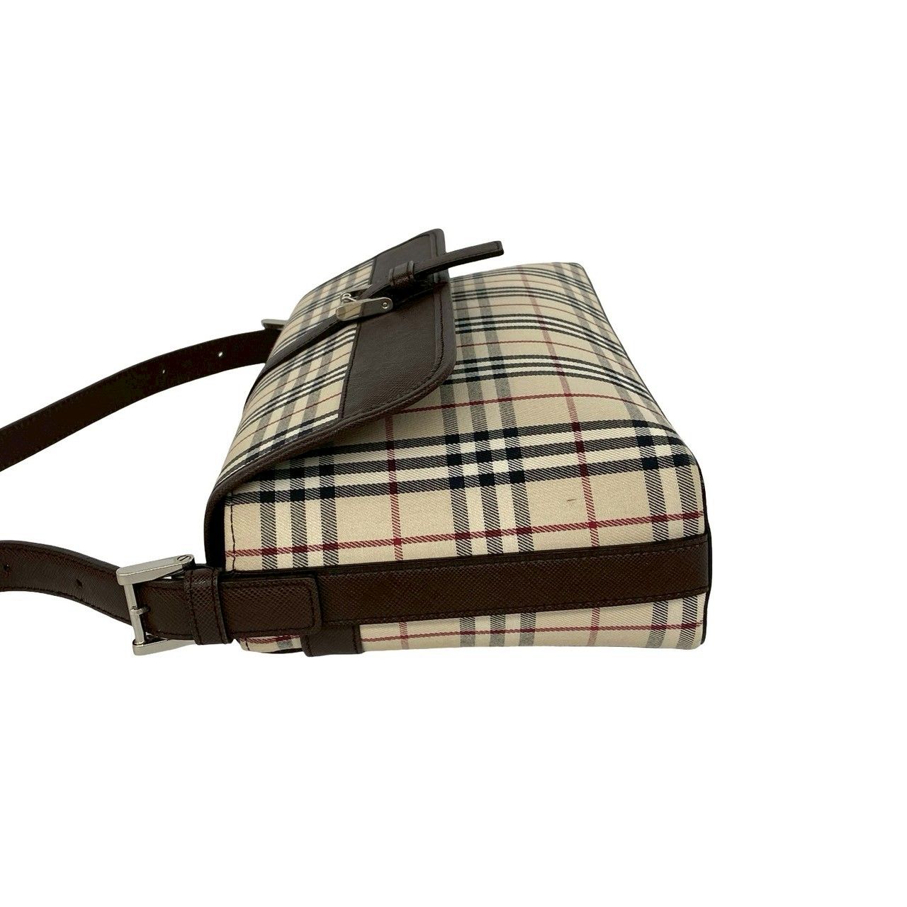 未使用保管品 BURBERRY バーバリー ノバチェック 柄 キャンバス レザー 