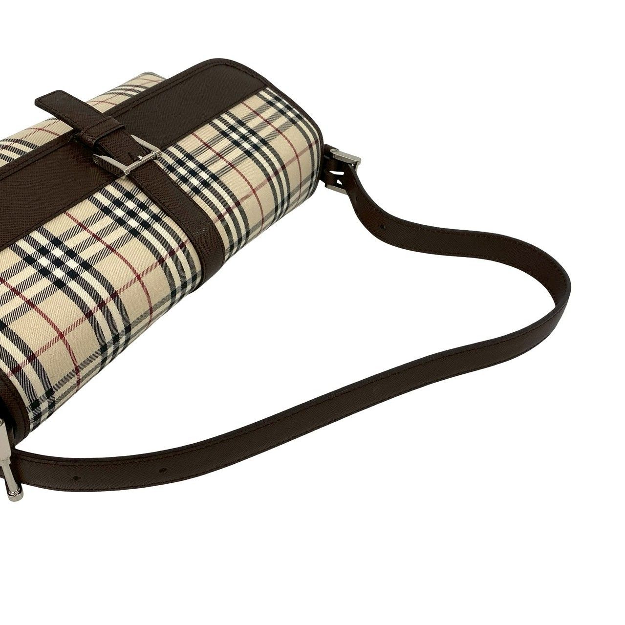 未使用保管品 BURBERRY バーバリー ノバチェック 柄 キャンバス レザー 