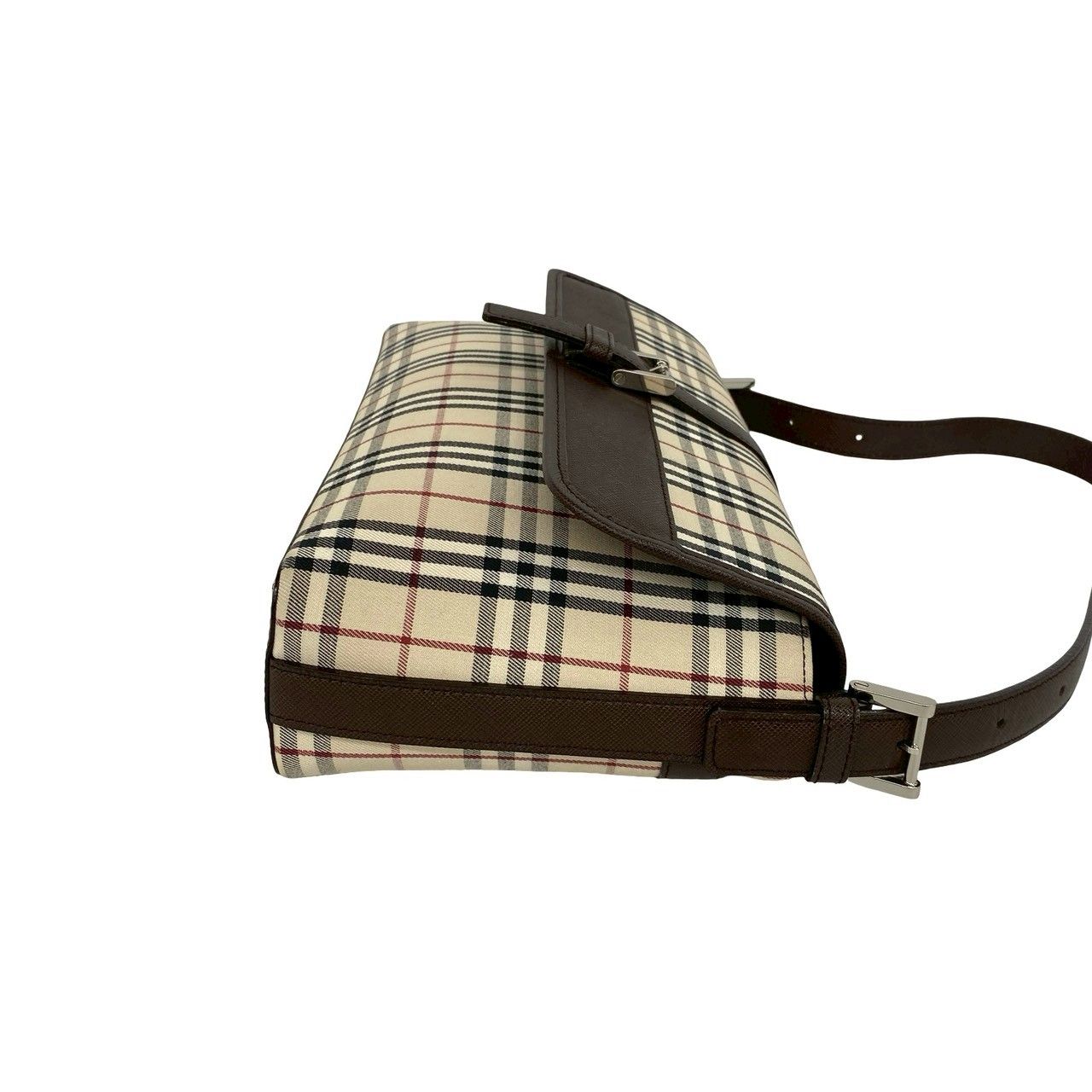 未使用保管品 BURBERRY バーバリー ノバチェック 柄 キャンバス レザー