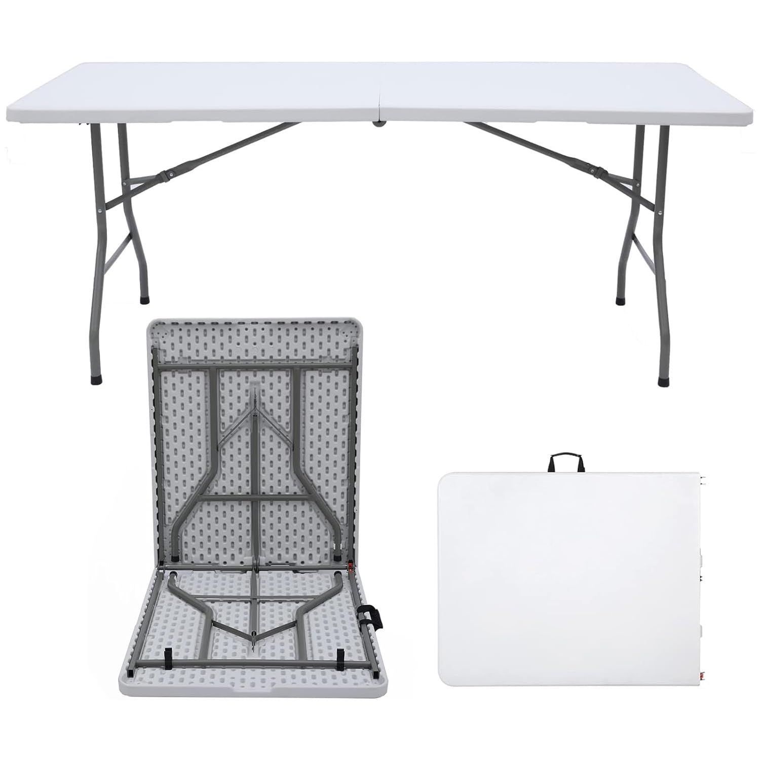 新商品 (180*70cm) 耐荷重約160kg 持ち運び便利 ガーデンテーブル イベント 屋外 室内 リビング 食卓 持ち運び ダイニングテーブル 組立不要 机 大きめ 作業テーブル ピクニックテーブル 折りたたみ BBQ テーブル アウトドア 折りたたみテ