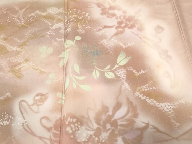 平和屋着物□訪問着 シルエット 枝花文 暈し染め 金銀彩 正絹 逸品
