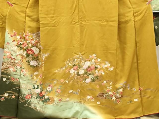平和屋着物□豪華振袖 草花文 暈し染め 金彩 正絹 逸品 DABF6826qp