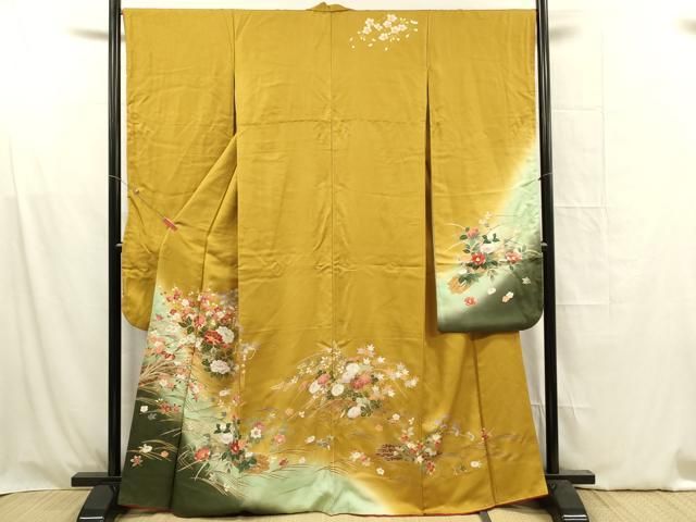 平和屋着物□豪華振袖 草花文 暈し染め 金彩 正絹 逸品 DABF6826qp
