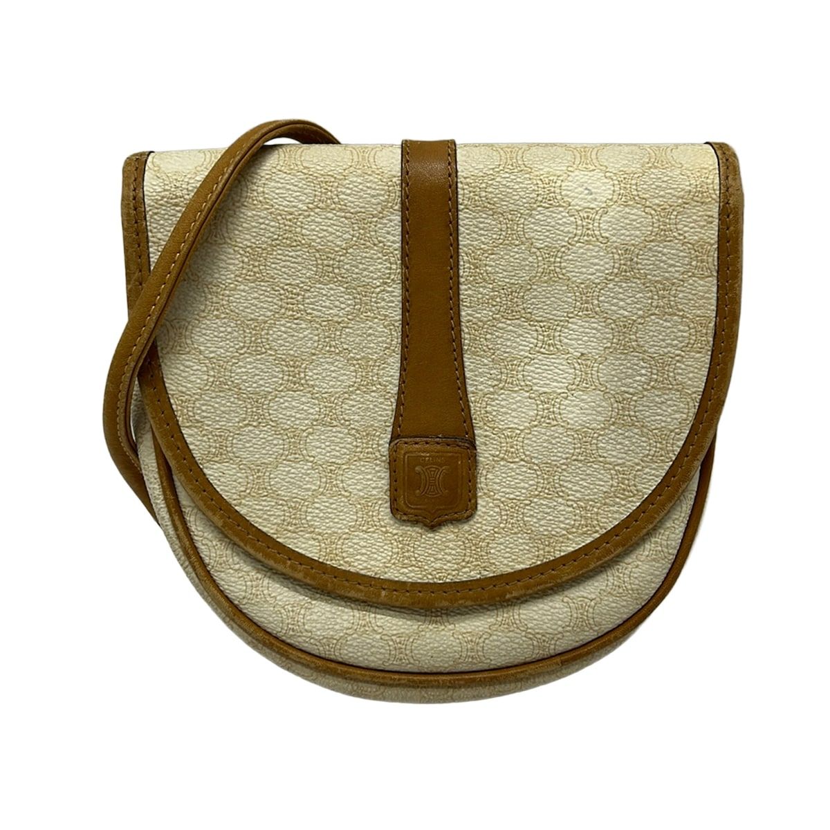 CELINE(セリーヌ) ショルダーバッグ マカダム柄 白×ベージュ ミニ