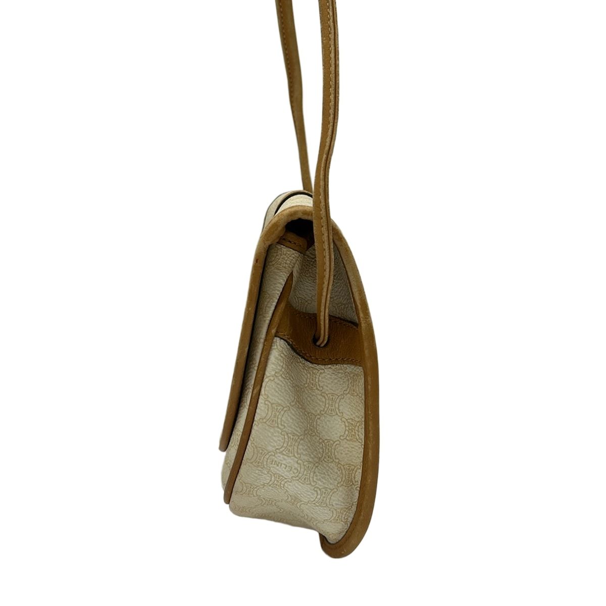 CELINE(セリーヌ) ショルダーバッグ マカダム柄 白×ベージュ ミニ