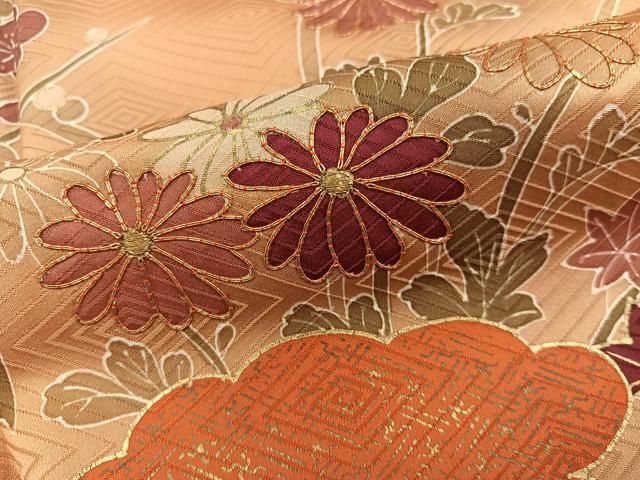 平和屋着物□訪問着 駒刺繍 雲重ね菊花文 暈し染め 金彩 正絹 逸品