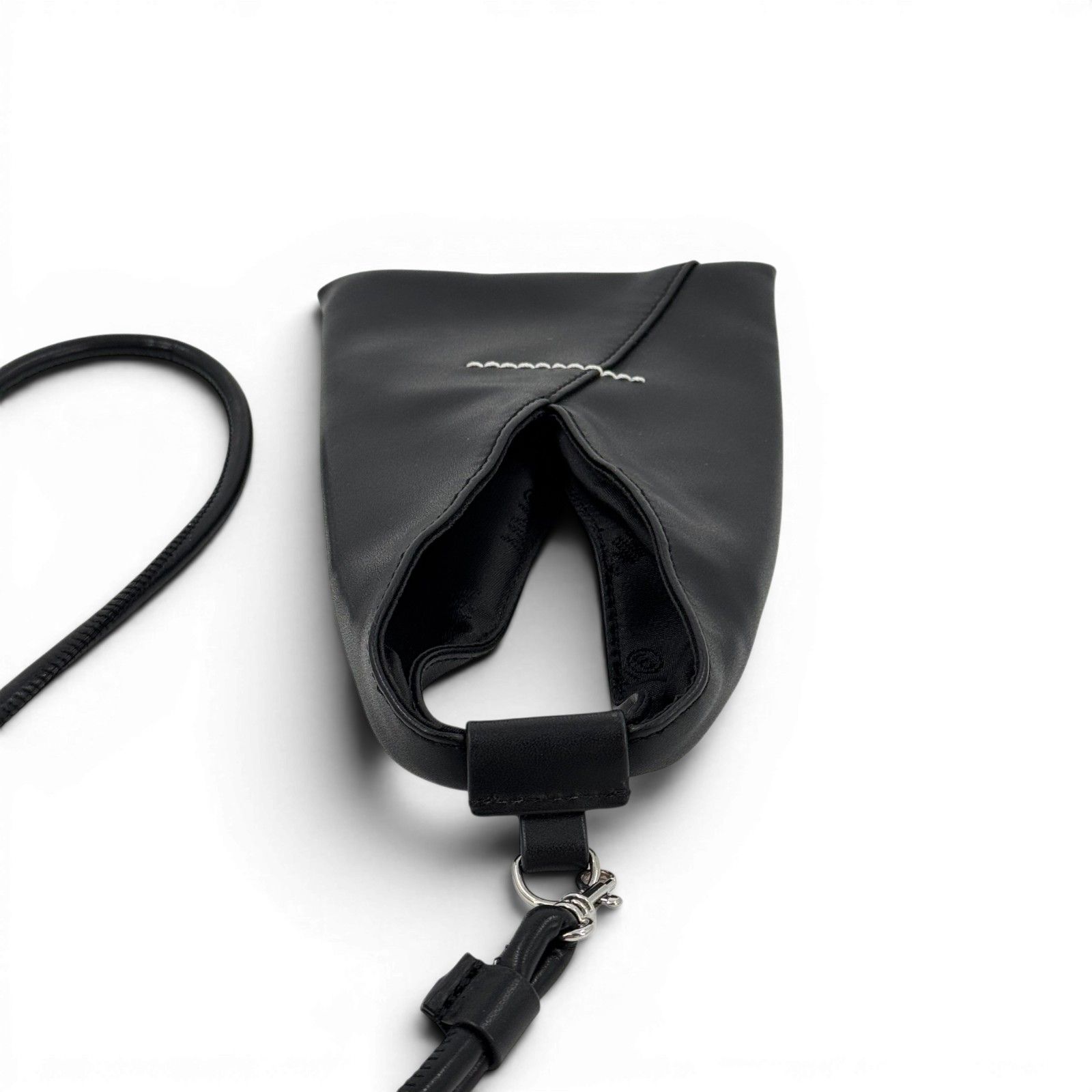 Maison Margiela ブラックレザー フォンポーチ ショルダー 4ステッチ